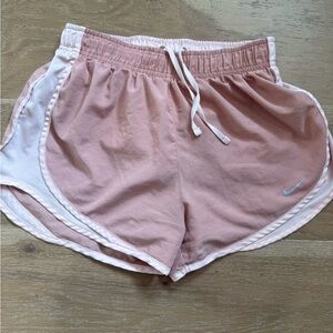 Nike Women's Light Pink and White Athletic Shorts